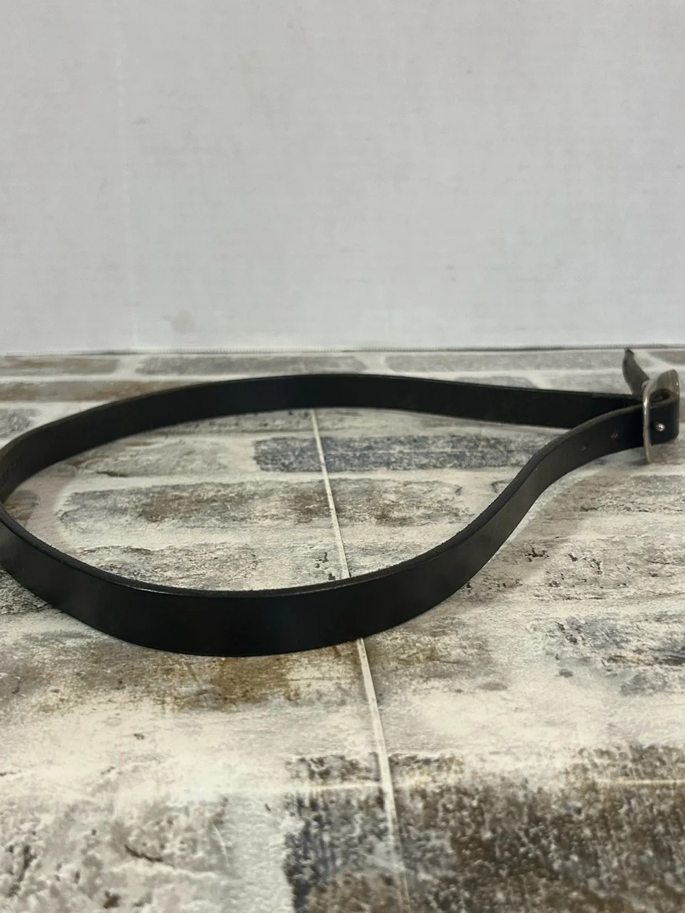 Ralph Lauren Black Leather Belt skinny with Silver-Tone Buckle